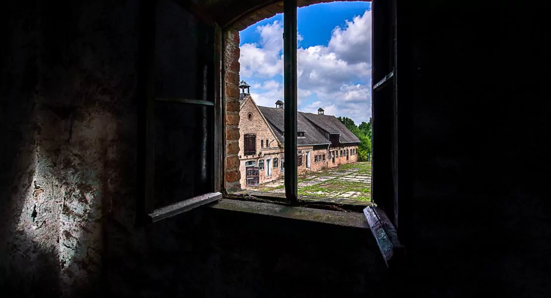 Denkmalimmobilie Kloster Zinna, Innenansicht des Objekts mit Blick aus dem Fenster