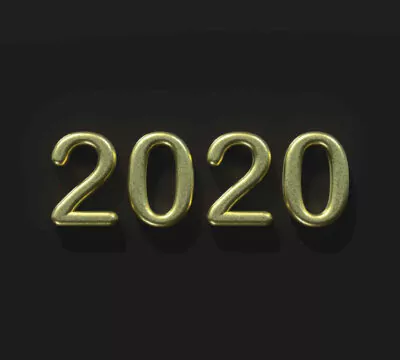 2020 in goldener Schrift