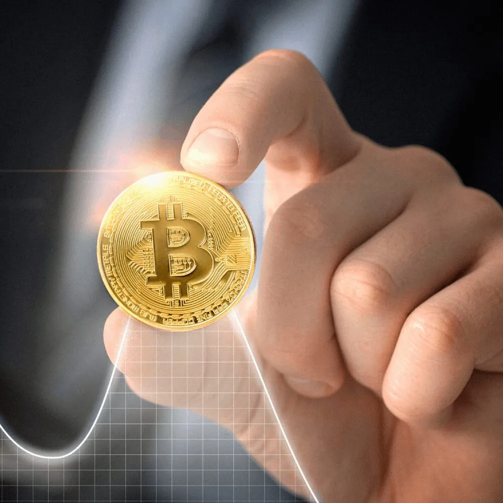 Bitcoin Entwicklung in der Hand halten